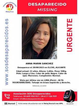 La joven desaparecida Anna Marín ha sido captada por una secta en Perú