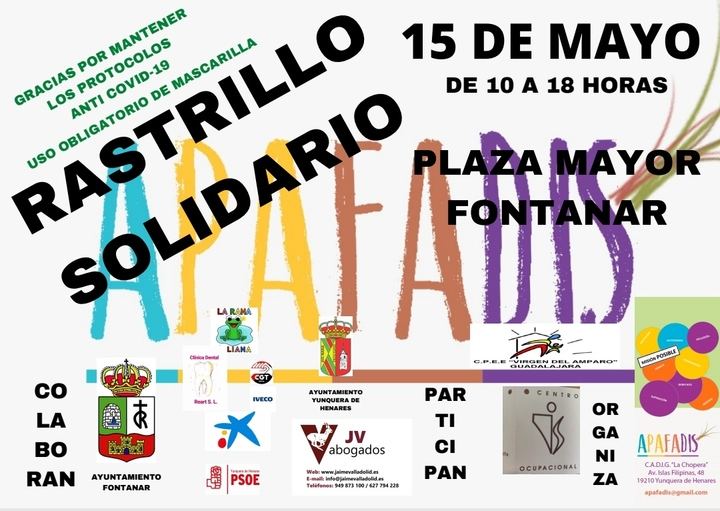 APAFADIS del CADIG La Chopera de Yunquera de Henares, organiza su Rastrillo Solidario en Fontanar