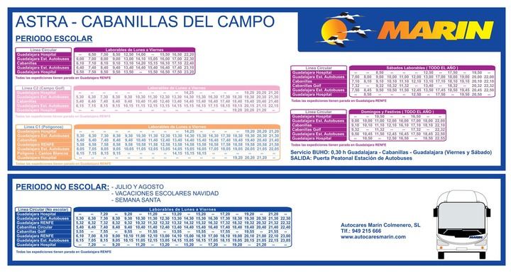 AVISO : Los autobuses Guadalajara-Cabanillas recobran el horario previo a la pandemia a partir del lunes 7 de septiembre
