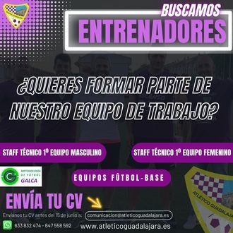 El Atlético de Guadalajara BUSCA nuevos entrenadores para la temporada 2022-23 y el Campus de Verano