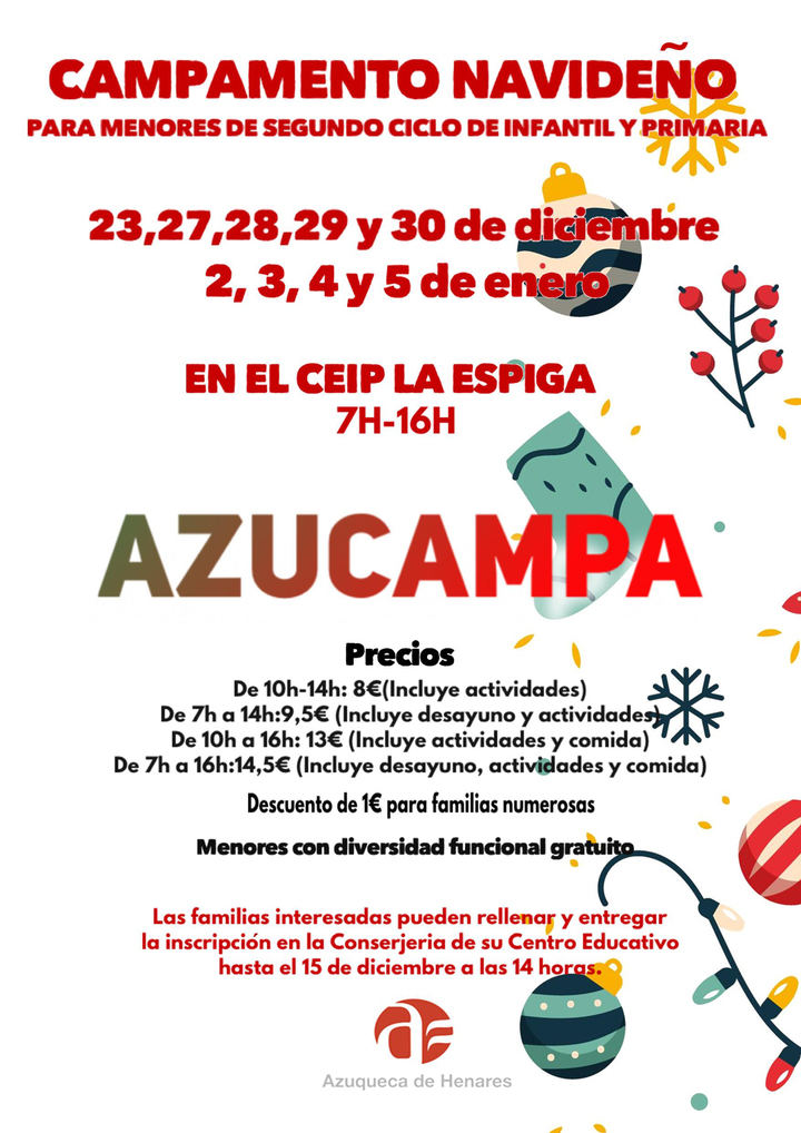 Abierta la inscripción en el campamento municipal de Azuqueca para las vacaciones escolares de Navidad