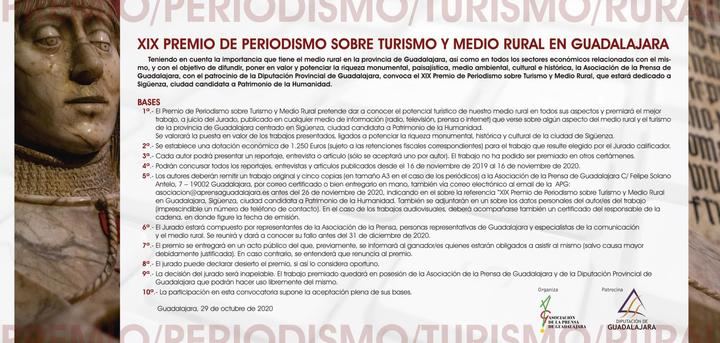 La Asociación de la Prensa de Guadalajara convoca la decimonovena edición del Premio de Periodismo Sobre Medio Rural