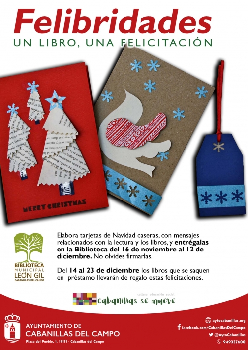 La Biblioteca de Cabanillas lanza la iniciativa “Felibridades”, para prestar libros con felicitaciones caseras en los días previos a Navidad