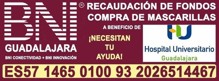 UNA BUENA INICIATIVA : El BNI y el Hospital General Universitario se unen para traer mascarillas a Guadalajara