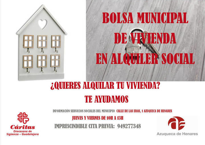 La bolsa de alquiler social impulsada por el Ayuntamiento de Azuqueca, con ayuda de Cáritas, pone en el mercado viviendas desocupadas