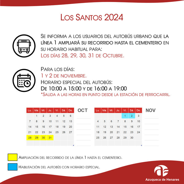 El autobús urbano de Azuqueca llegará hasta el cementerio con motivo de Todos los Santos