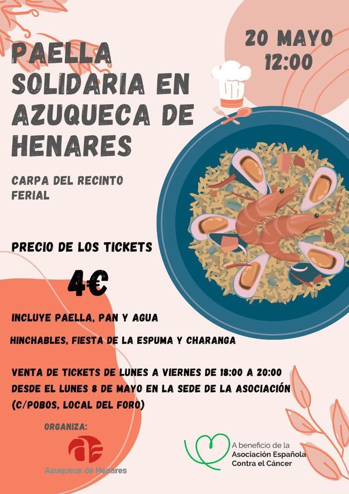 Este sábado, en la carpa del Ferial, comida popular a beneficio de la Asociación Contra el Cáncer en Azuqueca (AECC)