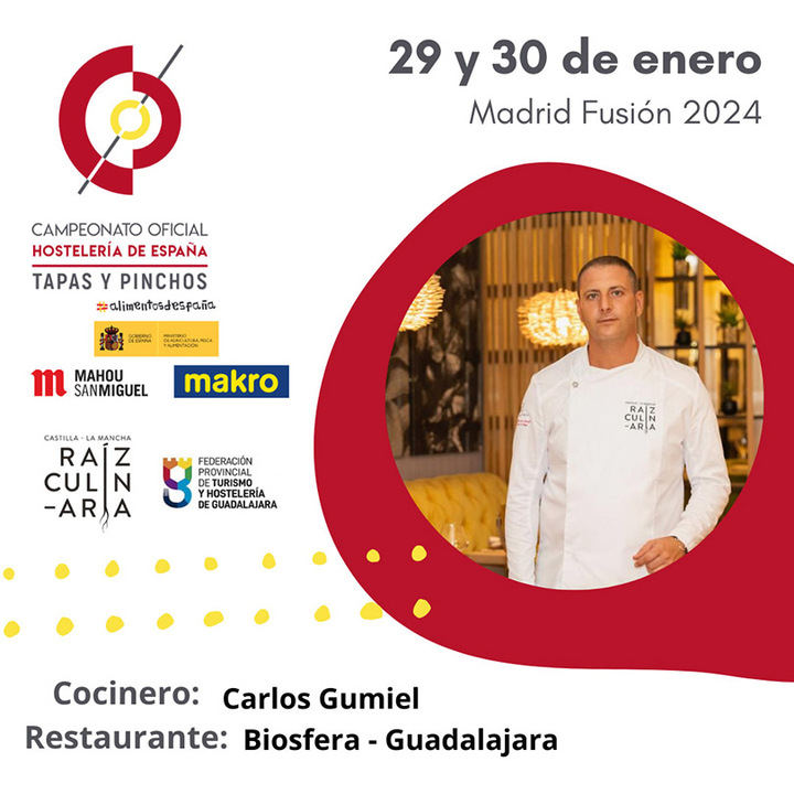 Carlos Gumiel representará a Guadalajara en el II Campeonato Oficial Hostelería de España - Tapas y Pinchos