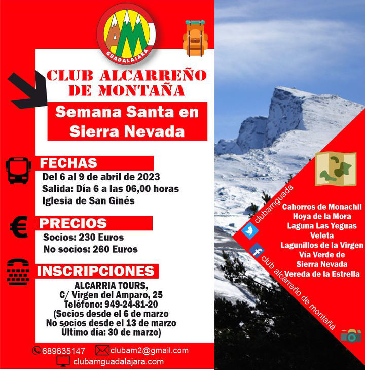 Viaje a Granada y Sierra Nevada con el Club Alcarreño de Montaña en Semana Santa