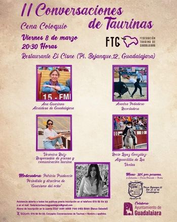 II Cena-Coloquio "Conversaciones de Taurinas" en Guadalajara: Homenaje a la Mujer taurina
