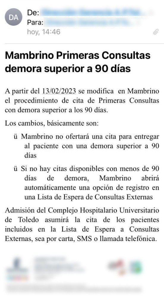PILLADA A PAGE : Un mail de los equipos sanitarios del Gobierno de Castilla-La Mancha ordena ESCONDER pacientes de sus LISTAS DE ESPERA sanitarias