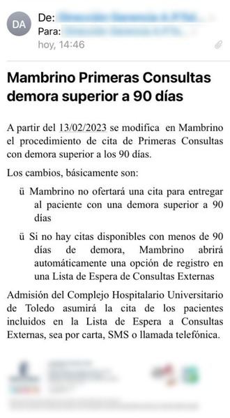 PILLADA A PAGE : Un mail de los equipos sanitarios del Gobierno de Castilla-La Mancha ordena ESCONDER pacientes de sus LISTAS DE ESPERA sanitarias