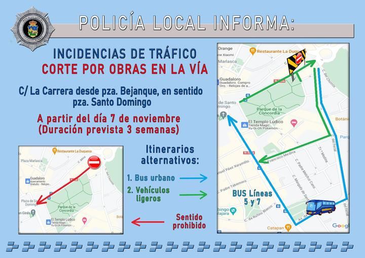 ATENCIÓN, Corte de tráfico en sentido ascendente en La Carrera de Guadalajara durante tres semanas