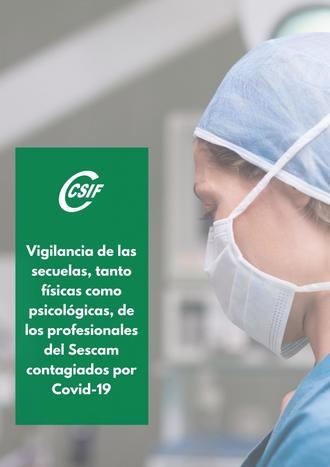 CSIF exige vigilar la salud y las secuelas de los profesionales del Sescam contagiados por Covid-19, en CLM se han contagiado, al menos, 8.400 profesionales desde el inicio de la pandemia 