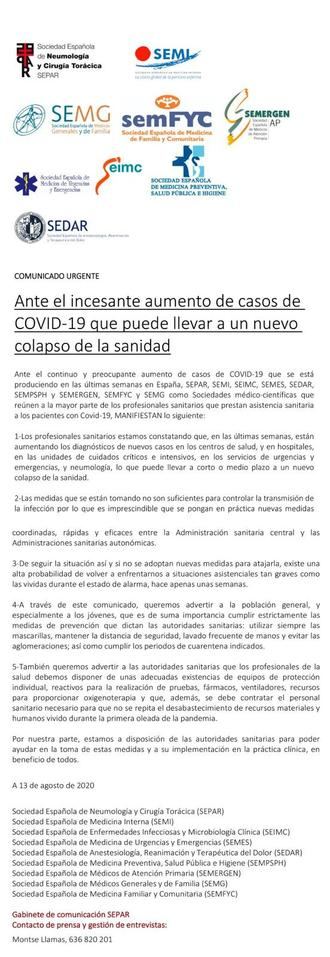 AVISO : Los médicos y expertos (HARTOS) alertan de la alta probabilidad de un nuevo COLAPSO sanitario por el coronavirus, las medidas que se están tomando 