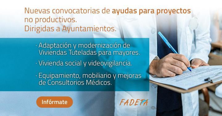 FADETA publica tres convocatorias de ayudas Leader por un total de 475.578 euros para mejorar infraestructuras sociosanitarias