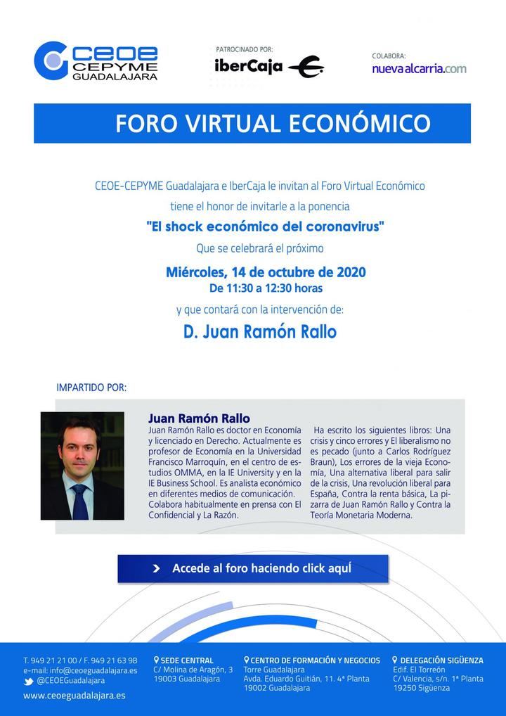 Juan Ramón Rallo, protagonista de un nuevo Foro Empresarial de CEOE-CEPYME Guadalajara