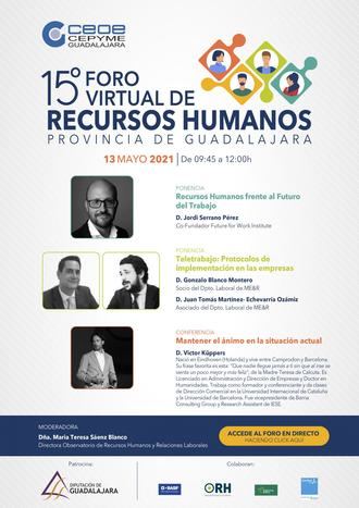 El 15º Foro de Recursos Humanos de la provincia de Guadalajara tendrá lugar el 13 de mayo...de forma virtual