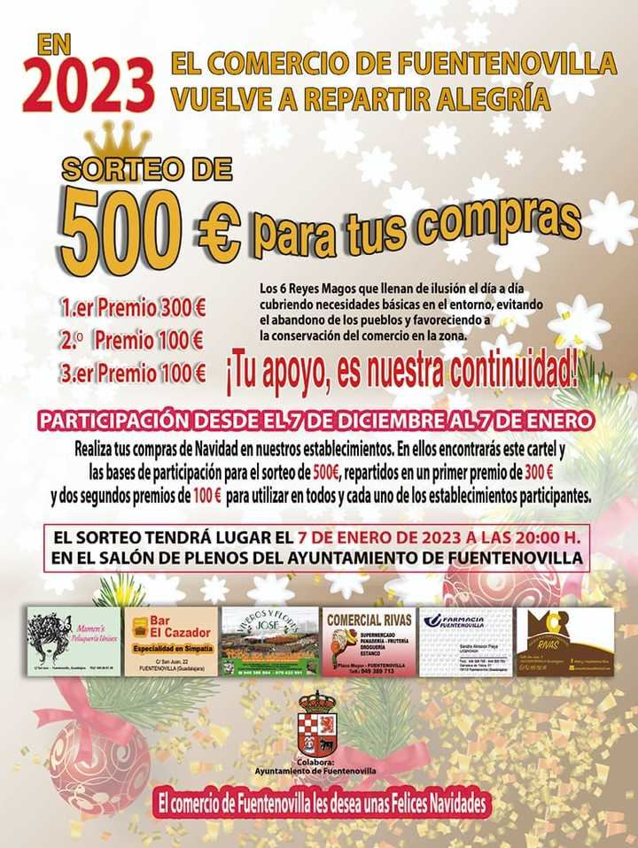 El comercio de Fuentenovilla sorteará 500 euros estas Navidades