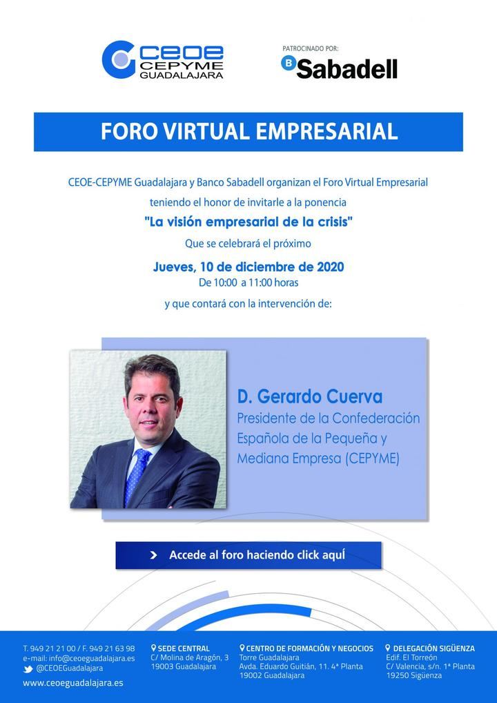 Gerardo Cuerva, presidente de CEPYME, protagonista del próximo Foro Empresarial de CEOE-CEPYME GUADALAJARA