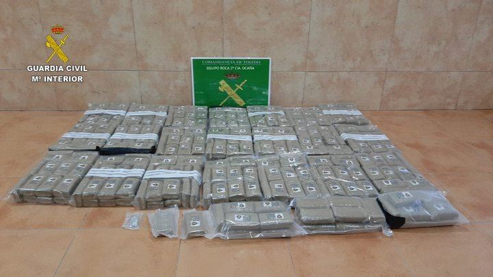 La Guardia Civil de Toledo detiene a una persona por un delito de tráfico de drogas al portar más de 46 kilos de hachís