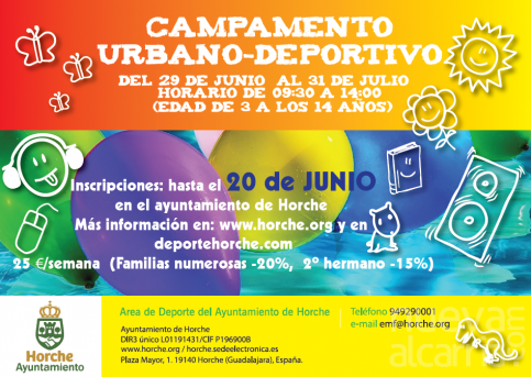 El Ayuntamiento de Horche abre los plazos de inscripción para sus actividades de verano