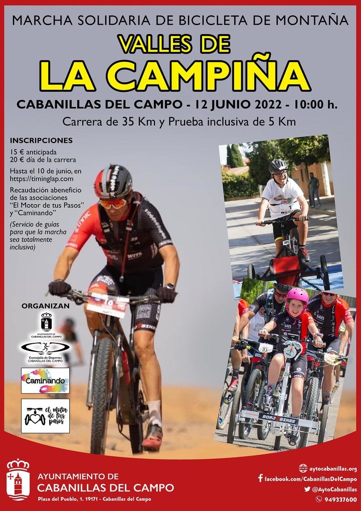 El 12 de junio en Cabanillas marcha solidaria de MTB a beneficio de «El Motor de tus Pasos» y «Caminando»