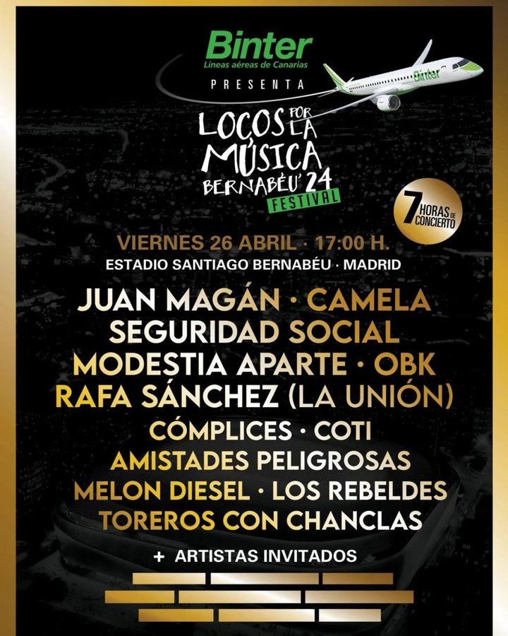 Juan Magán, Camela, OBK, Cómplices o Coti se citan el 26 de abril en el Bernabéu en el regreso de Locos por la música