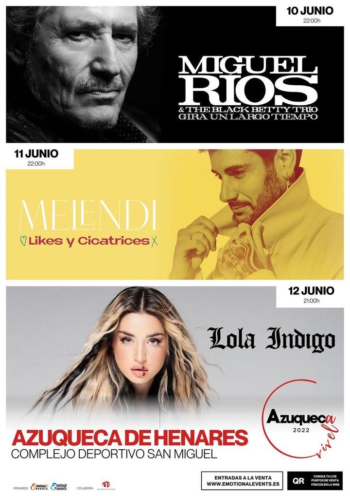 Miguel Ríos, Melendi y Lola Índigo estrenarán el nuevo festival ‘Azuqueca, vívela’ en junio