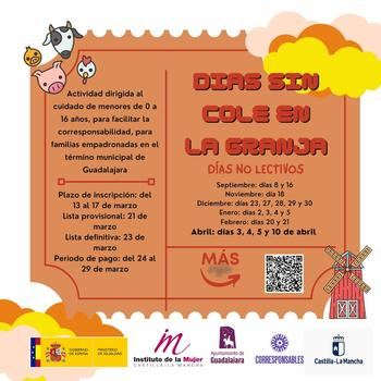 El Ayuntamiento de Guadalajara abre el plazo de inscripción a ‘Días sin cole en la granja’ para las fechas 3, 4, 5 y 10 de abril
