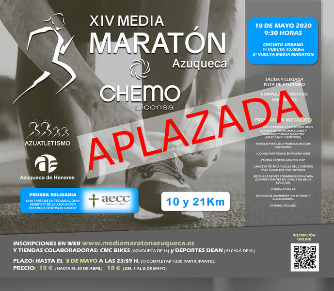 Aplazada la XIV Media Maratón Azuqueca Chemo-Liconsa