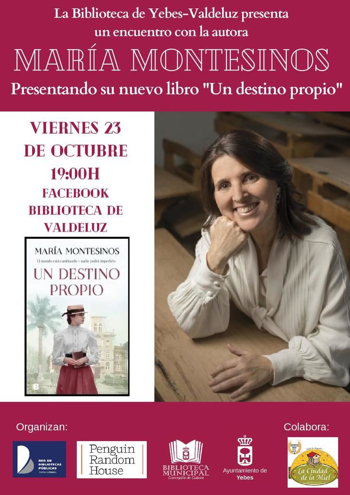 María Montesinos y su novela ‘Un destino propio’ estrenan la octava temporada de ‘Encuentros con autor’ de Yebes