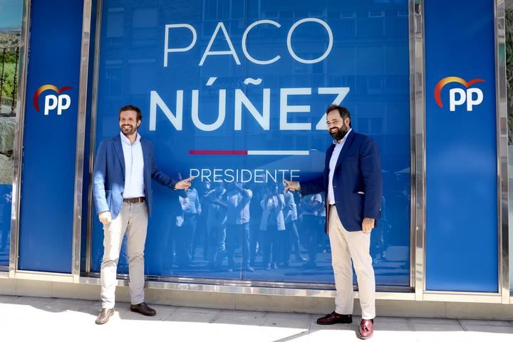 El presidente del PP-CLM, Paco Núñez, inaugura, en Toledo, la nueva sede del Partido Popular junto al presidente nacional, Pablo Casado