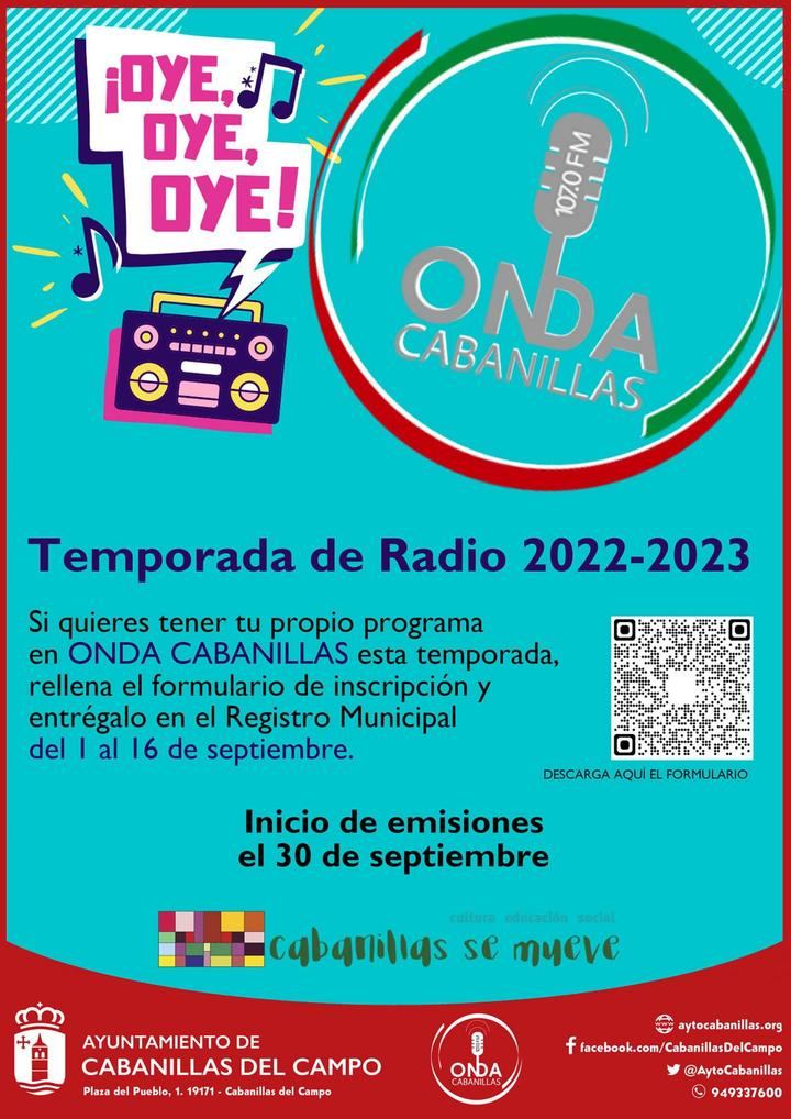 Onda Cabanillas retomará las emisiones en directo el 30 de septiembre, para la temporada 22-23