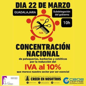 La Asocici&#243;n Provincial de Peluquer&#237;as y Centros de Est&#233;tica de Guadalajara se volver&#225; a concentrar para pedir la BAJADA del IVA al 10%
