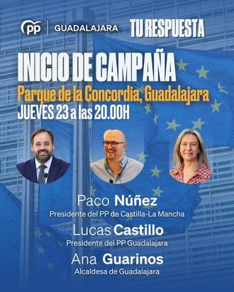 El PP inicia este jueves la campaña de las Europeas con un gran acto en el parque de La Concordia de Guadalajara