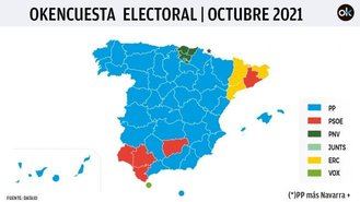 El PP ganaría en 40 de las 52 provincias de España y el PSOE sólo en 5, Casado tendría mayoría absoluta con Vox