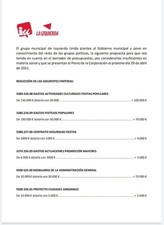 Izquierda Unida le hace una propuesta al proyecto de presupuestos que plantea el Gobierno de José Luis Blanco en Azuqueca