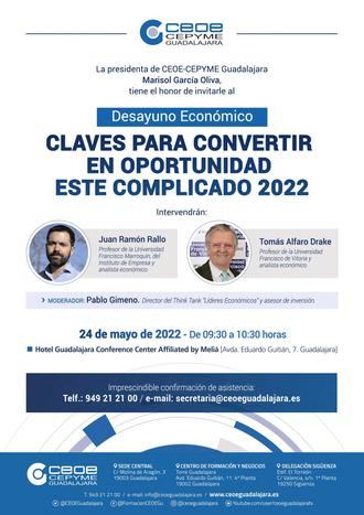 CEOE-CEPYME Guadalajara organiza un nuevo DESAYUNO ECONÓMICO con las 