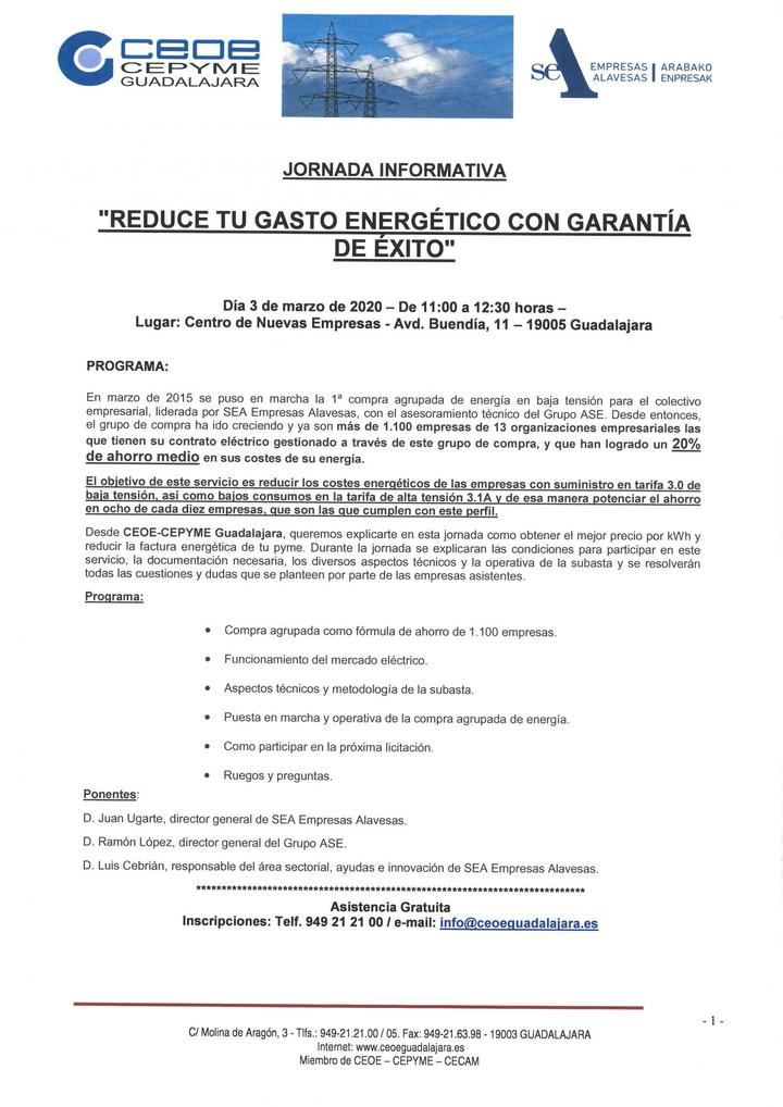 CEOE-CEPYME Guadalajara pondrá en marcha un sistema de compra agrupada para reducir el gasto energético de las empresas