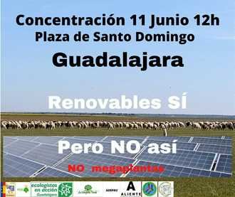 Unidas Podemos-Izquierda Unida de Guadalajara se suma a la concentración "Renovables sí, pero no así: no megaplantas" este sábado, 11 de junio en la Plaza de Santo Domingo