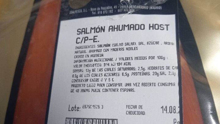 ATENCIÓN, Consumo alerta de Listeria monocytogenes en un lote de salmón ahumado envasado de la marca Joalpesca distribuido en Castilla La Mancha