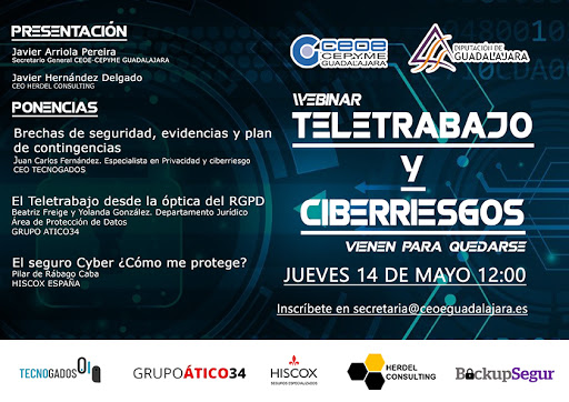 El Teletrabajo y los CiberRiesgos, el próximo Seminario Web de CEOE-CEPYME Guadalajara