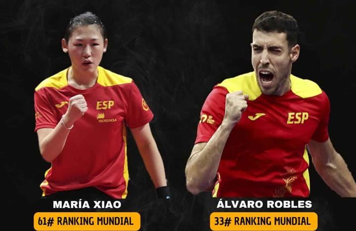 Entrenamiento abierto al público de María Xiao y Álvaro Robles en los Campeonatos de España de Tenis de Mesa en Guadalajara