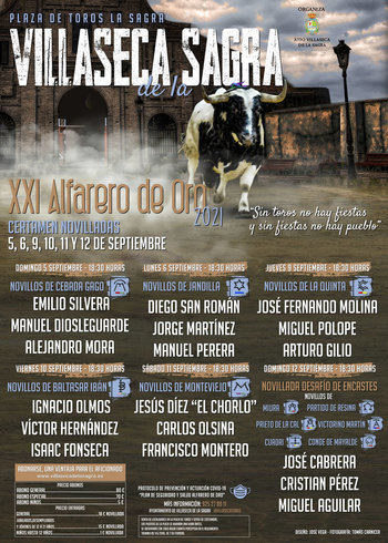 Presentados los carteles del “XXI Certamen de Villaseca de la Sagra Novilladas Alfarero de Oro 2021'