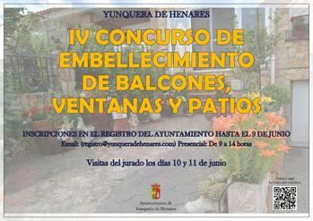 Abierto el plazo de inscripción para el IV Concurso de Embellecimiento de Balcones, Ventanas y Patios de la Villa de Yunquera de Henares