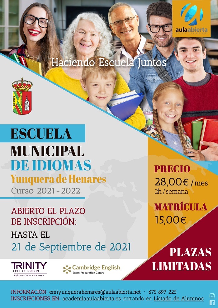 La Escuela Municipal de Inglés de Yunquera de Henares tiene abierto su periodo de inscripción