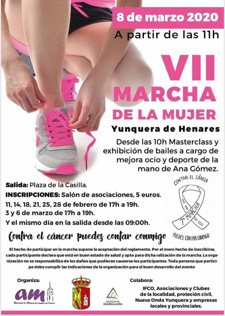 La VII Marcha de la Mujer de Yunquera de Henares llevará el lema ‘Contra el cáncer puedes contar conmigo’ 