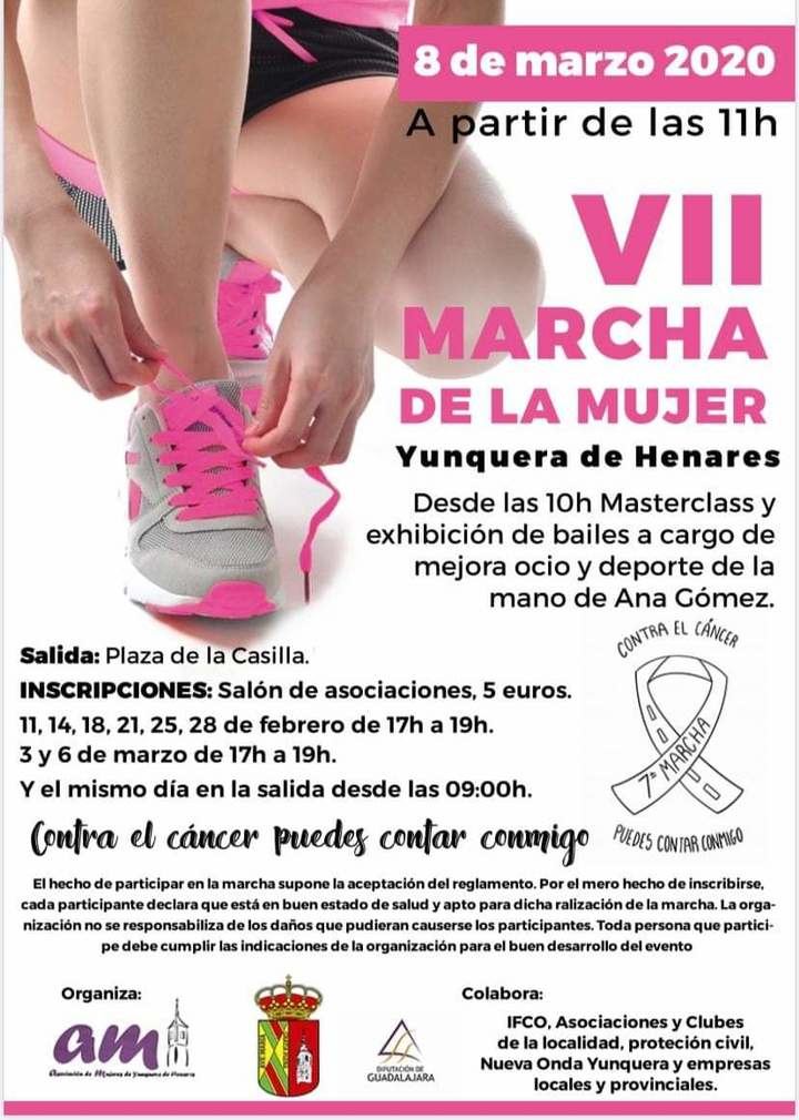 La VII Marcha de la Mujer de Yunquera de Henares llevará el lema Contra el cáncer puedes contar conmigo