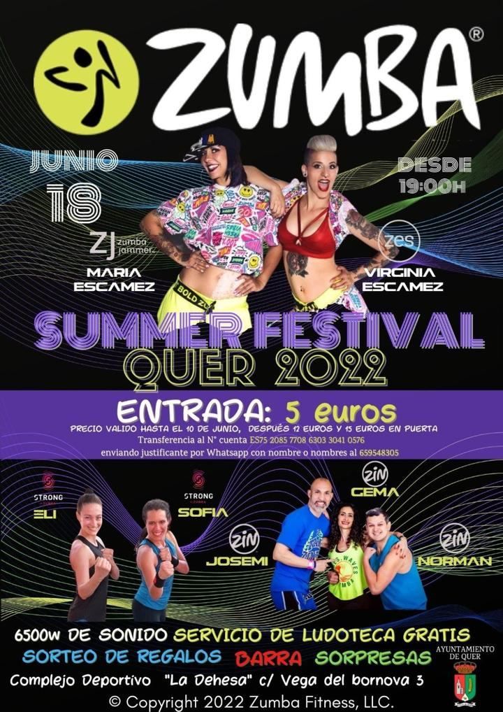Este sábado, Summer Festival, gran fiesta de Zumba en Quer (20 horas)
